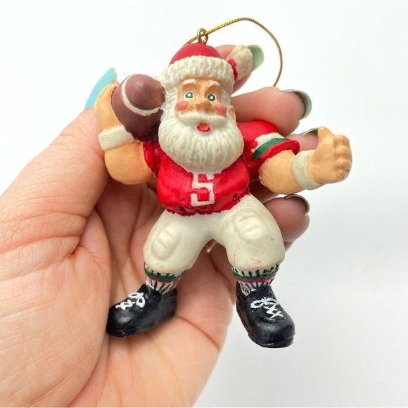 Vintage Football Santa Christmas Tree Ornament - Picture 8 of 12